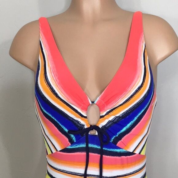 Anne Cole slimming multicolored stripe swimsuit. New - Picture 7 of 12